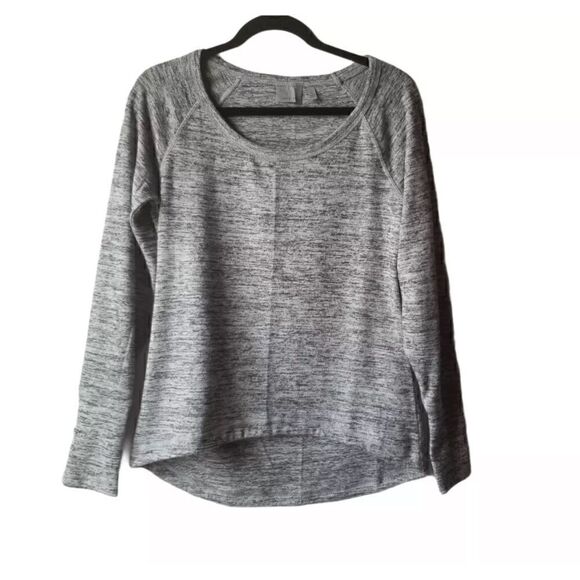 Athleta Gray Space Dye Long Sleeve Sweatshirt Top Hi Low Womens Small - Picture 1 of 5